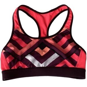 C9 Champion Sports Bra Reversible Abstract Design or Wear Solid Red Color Size S